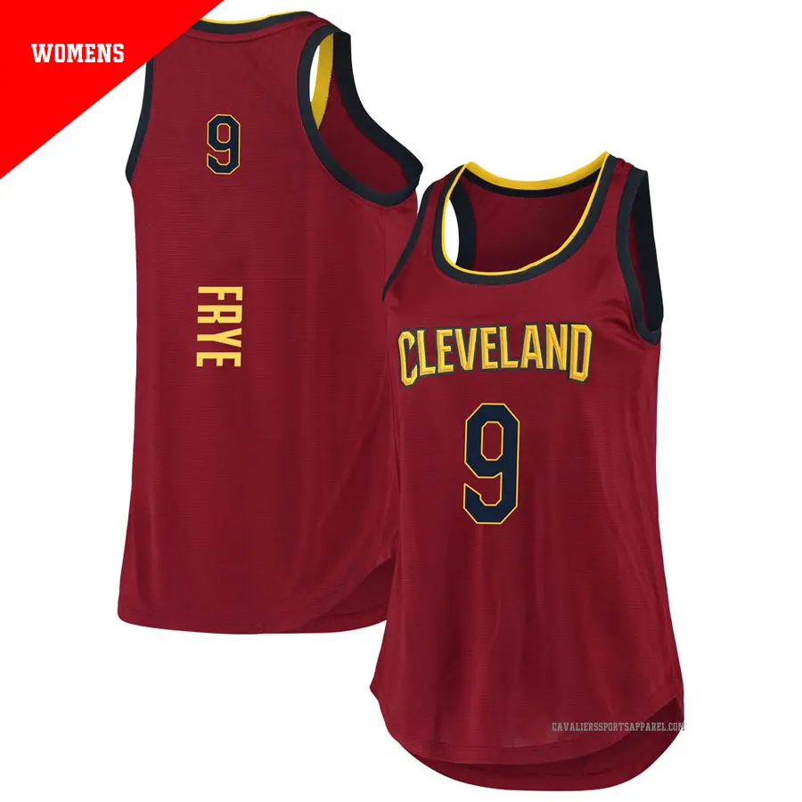 ＃9 Women's Channing Frye Cleveland Cavaliers 2019/20 Fast Break Wine Tank JerseyIcon Edition