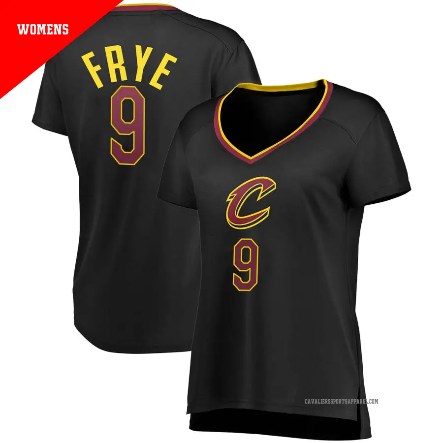 ＃9 Women's Channing Frye Cleveland Cavaliers Black Fast Break JerseyStatement Edition