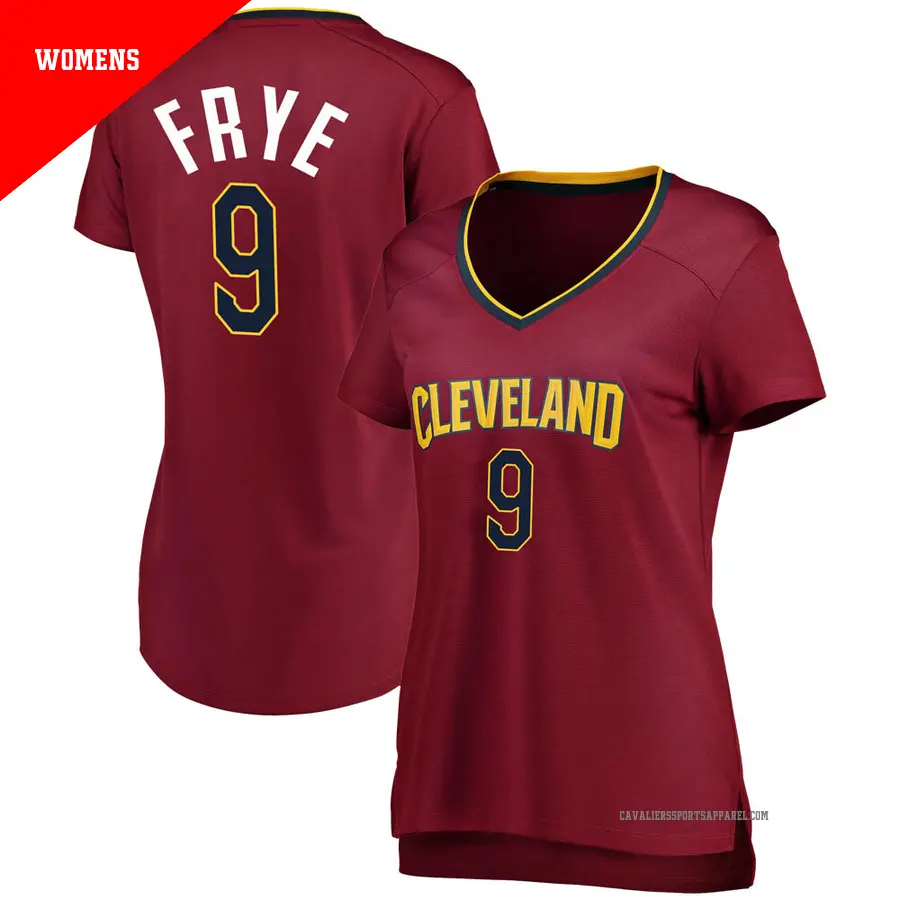 ＃9 Women's Channing Frye Cleveland Cavaliers Fast Break Wine JerseyIcon Edition