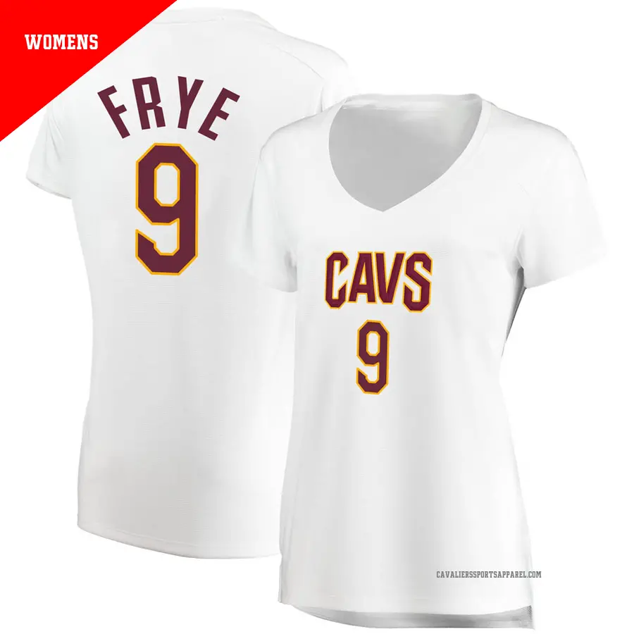 ＃9 Women's Channing Frye Cleveland Cavaliers White Fast Break JerseyAssociation Edition